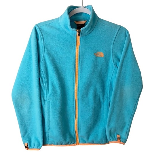 The North Face Turquoise Orange Girls Fleece Jacket
Full Zip Mock Neck Sz L - Picture 1 of 12